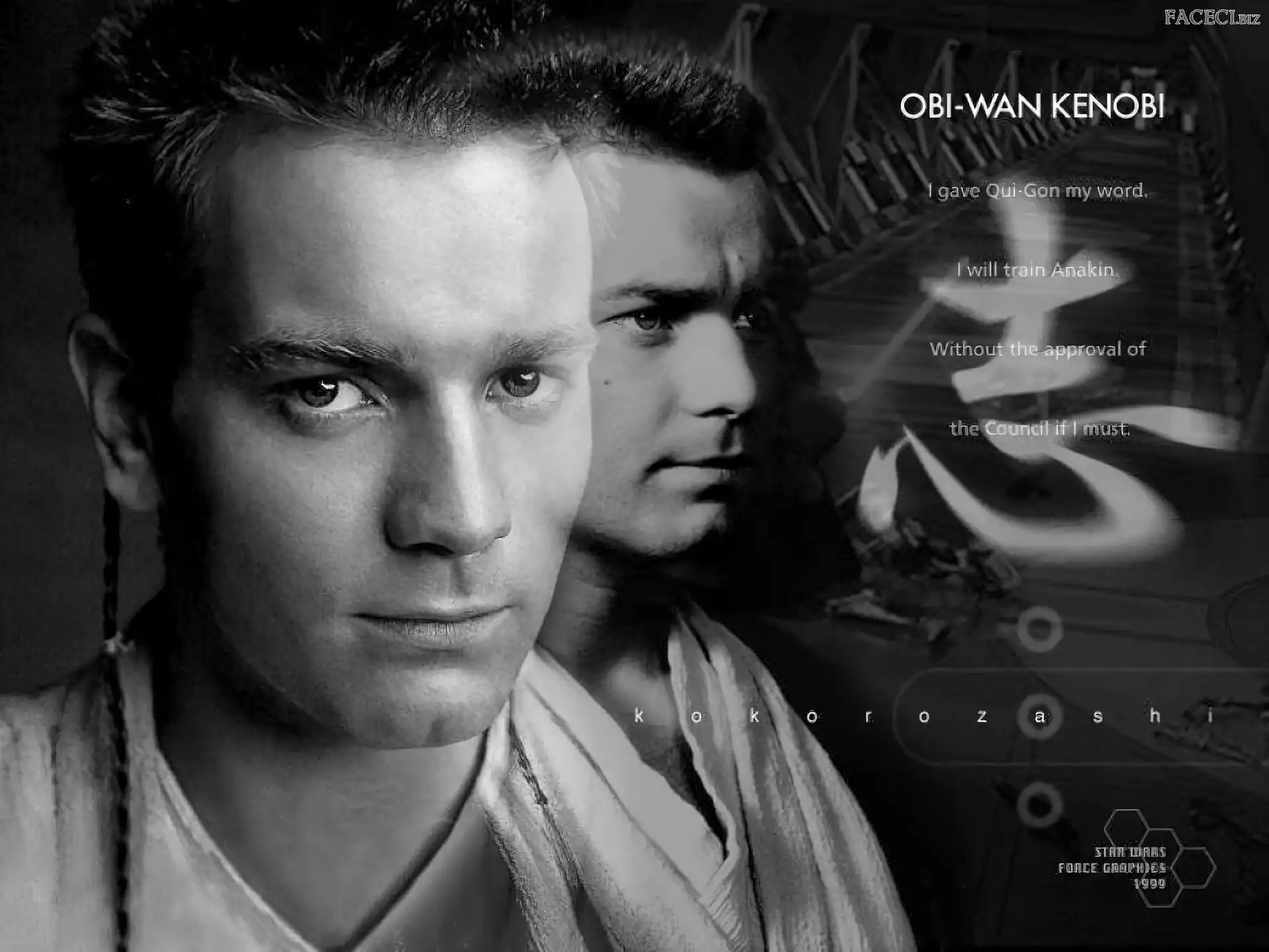 twarz, Ewan McGregor, chiński, znak, Star Wars